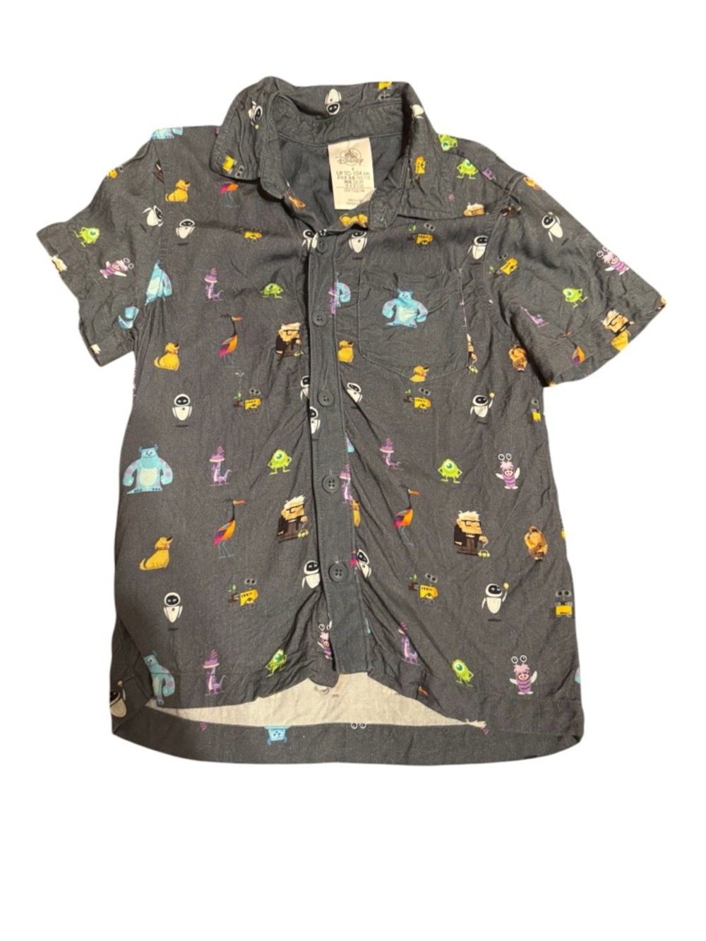 Disney World of Pixar character button up shirt kids size 4